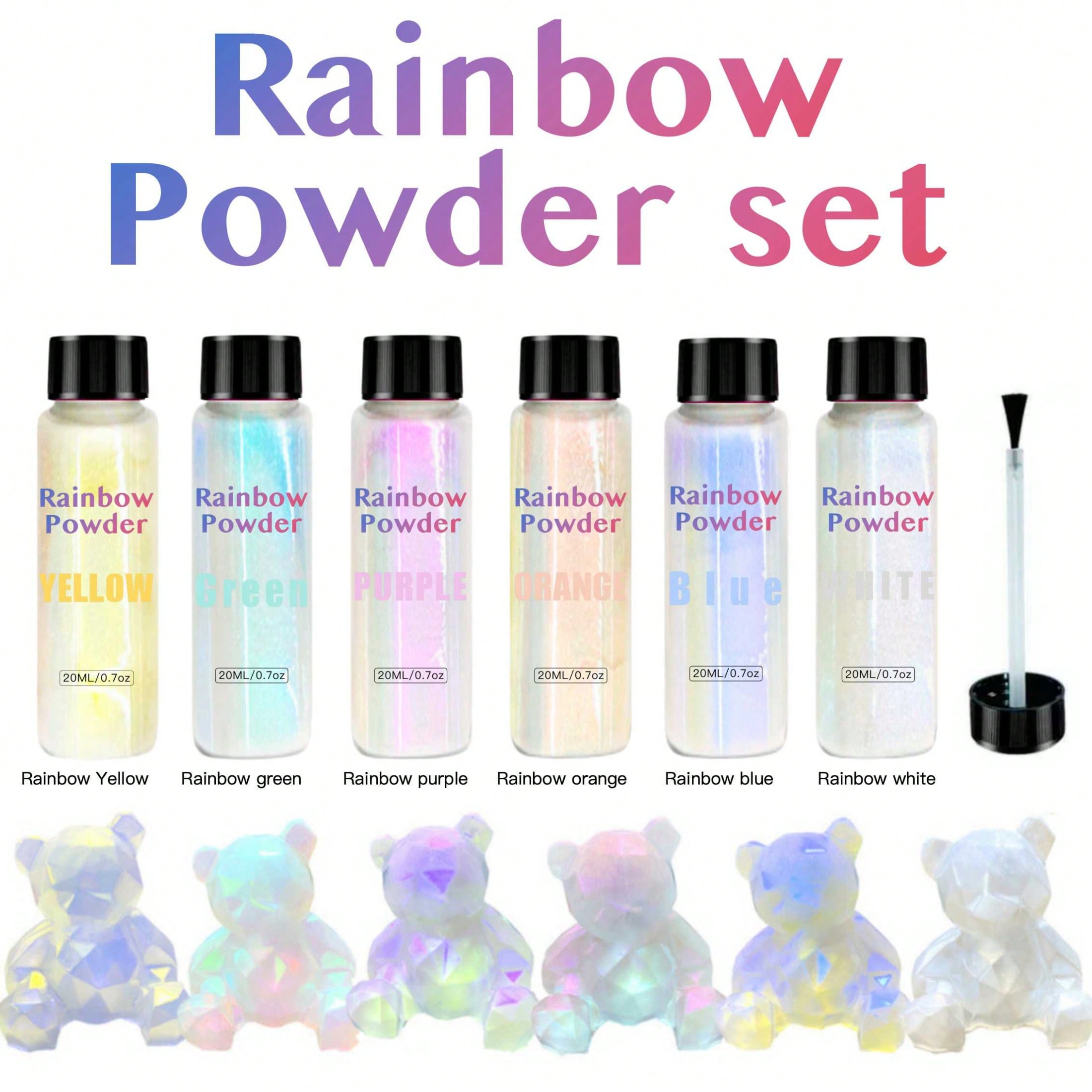 Mica Powder Pigment Metallic Color Epoxy - 6 adet/1 adet, 20 ml'lik gökkuşağı