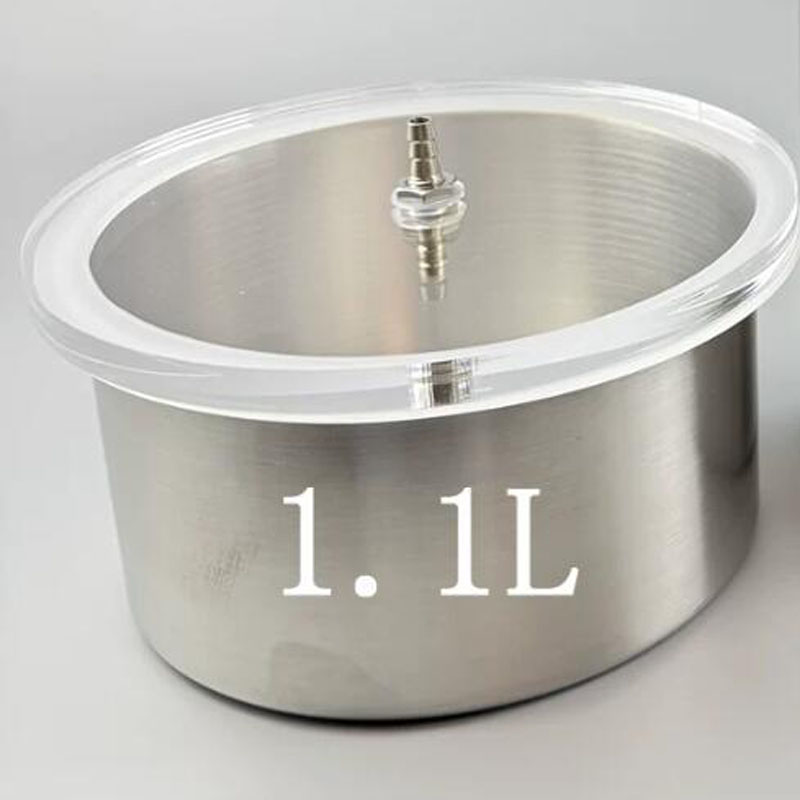 Vacuum Chamber Stainless Steel Acrylic Lid - 1.1L Vakumlu Gaz Giderme Odası 304