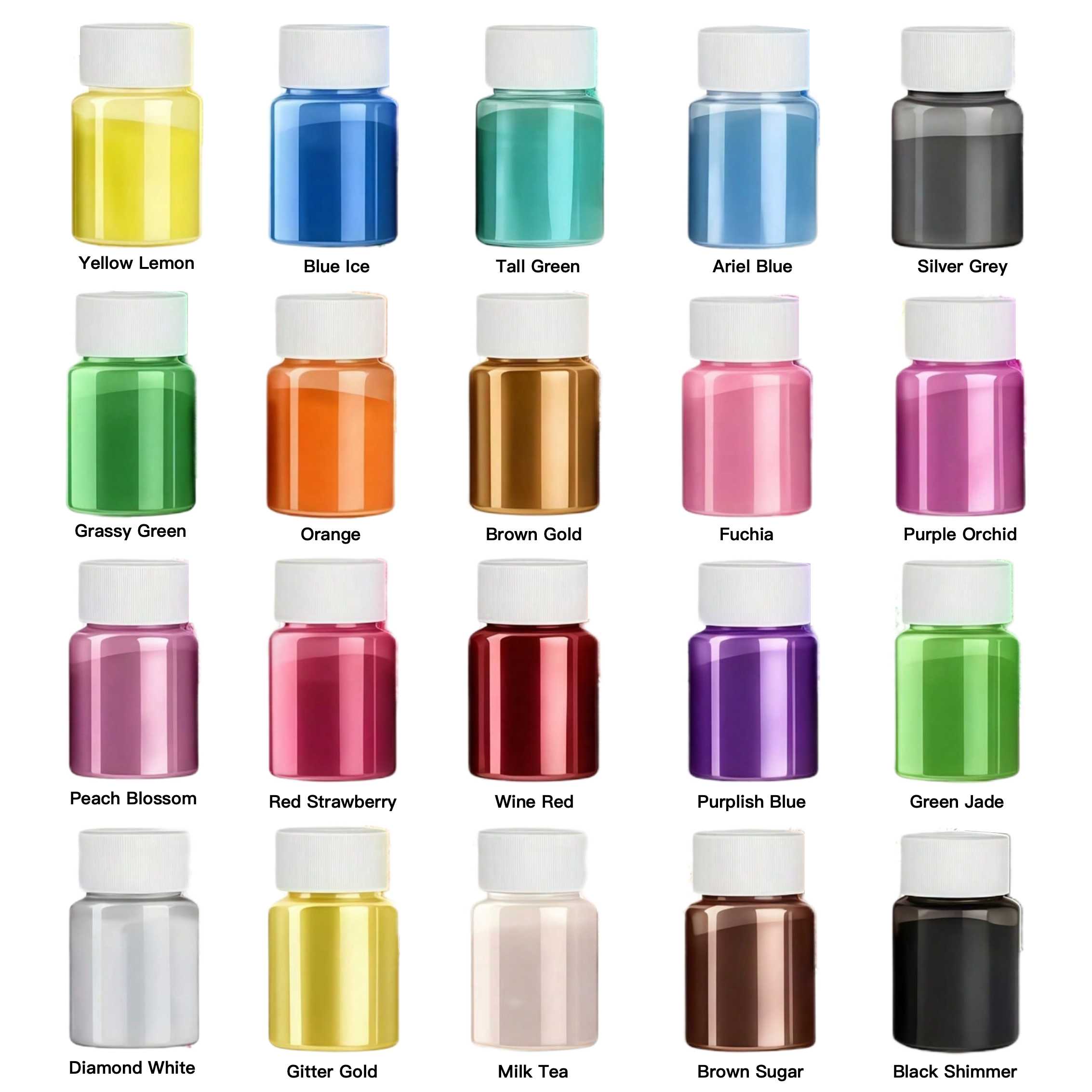 20 Renk, 20 ml'lik Paket, Epok - Mica Powder Pigment Metallic Color Epoxy incelemesi ve fiyatı